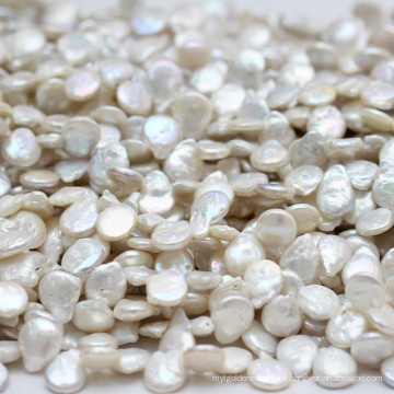 13-14mm Coin blanc Perles de perles d&#39;eau douce Strands Vente en gros, trou percé E190008